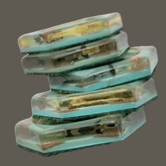 Vintage MCM Lucite 5 Coaster Set Seagull Ocean Beach Bar Drink Ware Granny Core - Picture 5 of 11